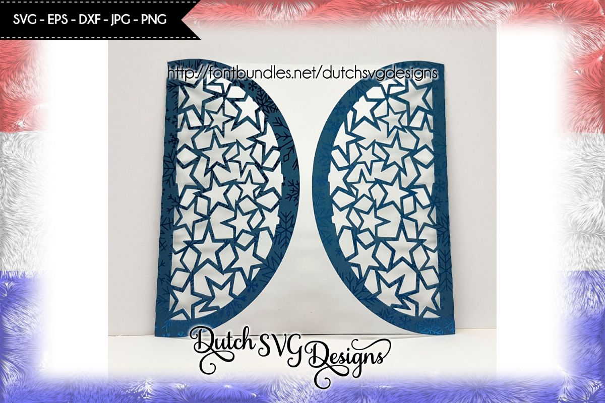 Blank card cutting file with stars, card svg, christmas card example image 1