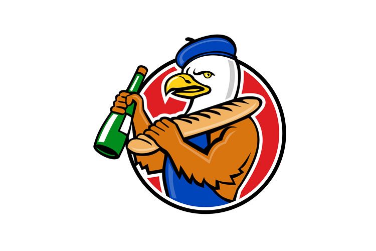 Bald Eagle Baguette Wine Circle Mascot example image 1