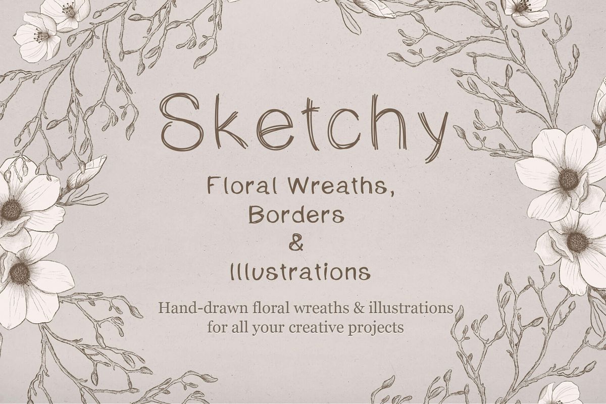 Sketchy Floral Wreaths & Borders example image 1