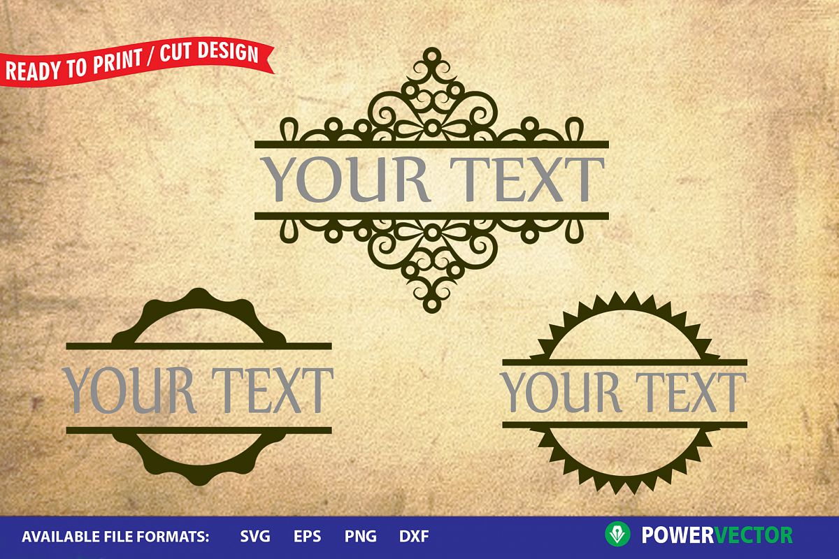 Decorative Split Monogram Frames Cut Files example image 1