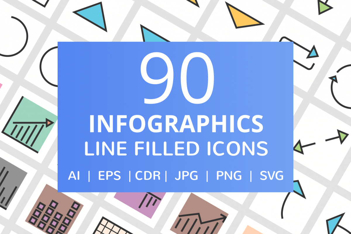 90 Infographics Filled Line Icons example image 1