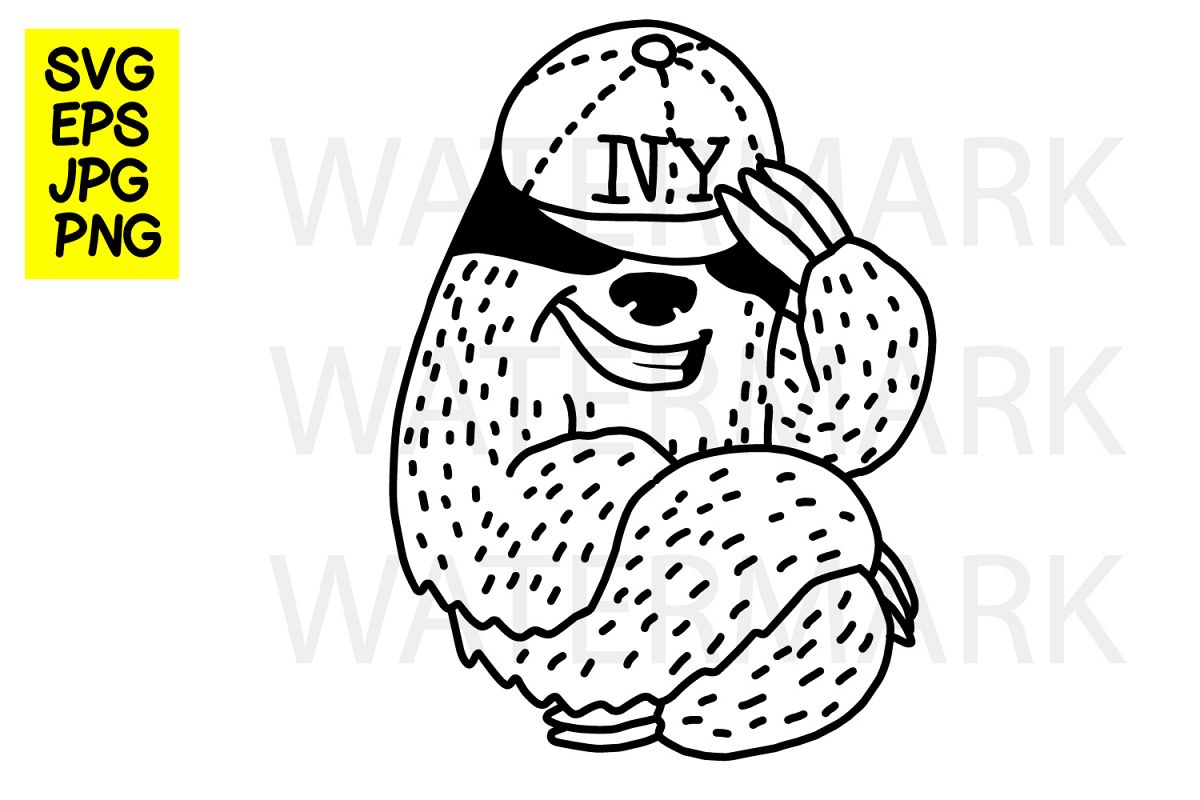 Sloth with cap- SVG-EPS-JPG-PN example image 1