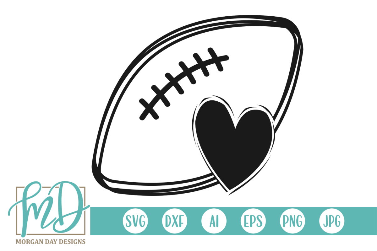 Football with Heart SVG, DXF, AI, EPS, PNG, JPEG example image 1