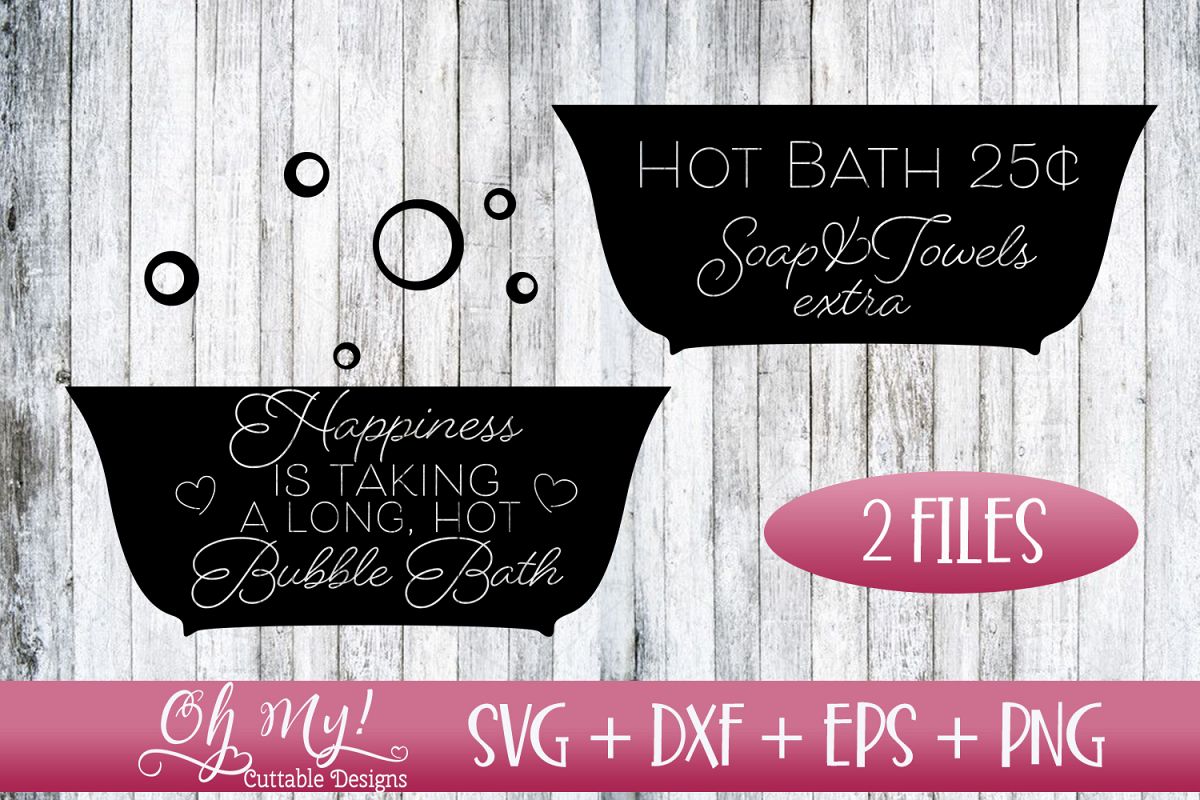 Hot Bath - Bathroom Signs - SVG DXF EPS PNG example image 1
