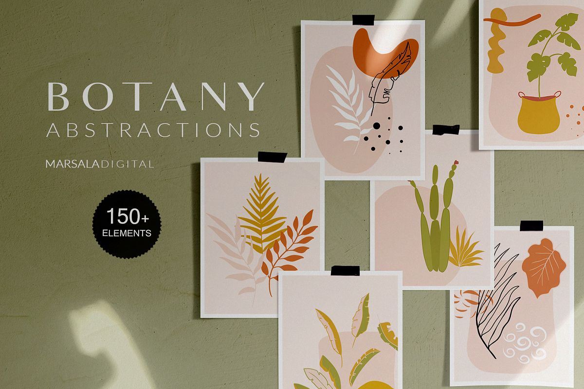 Botanical Abstract Collection Leaves Tropics Summer example image 1