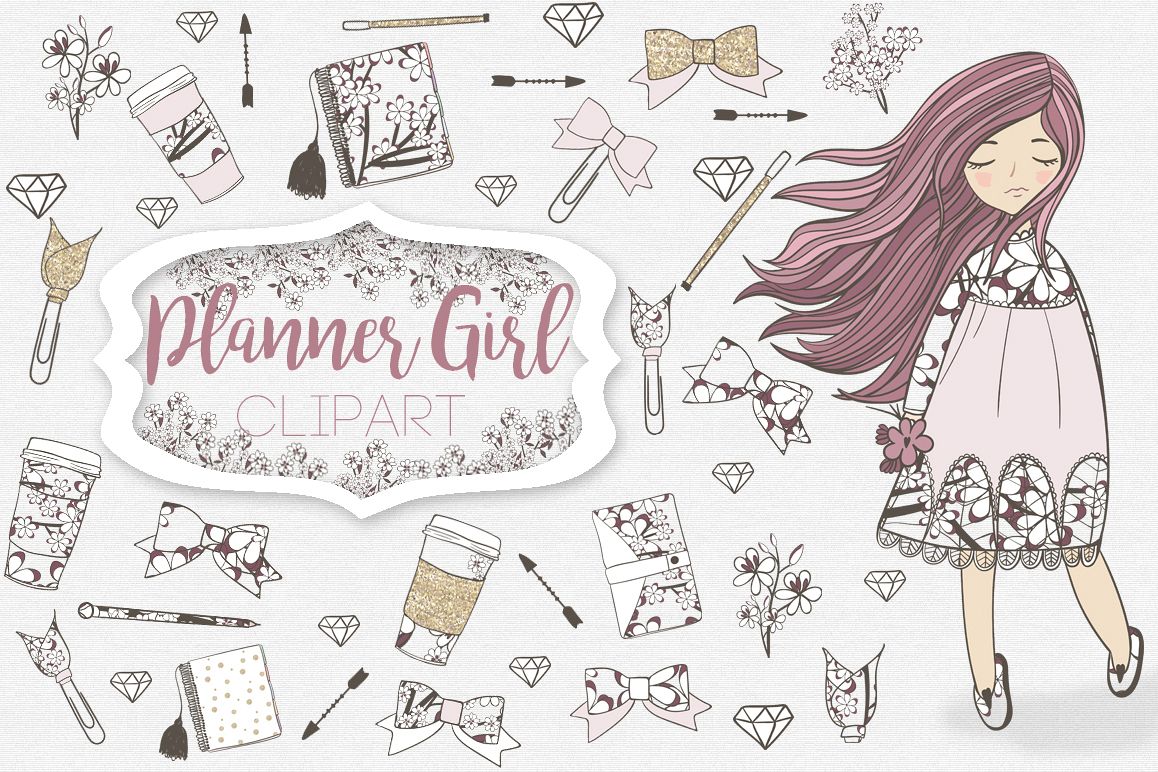 Planner Girl Clipart example image 1