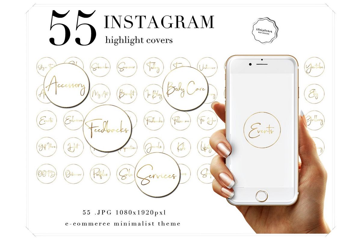 Instagram Story Text Icons - White and Gold Icons example image 1