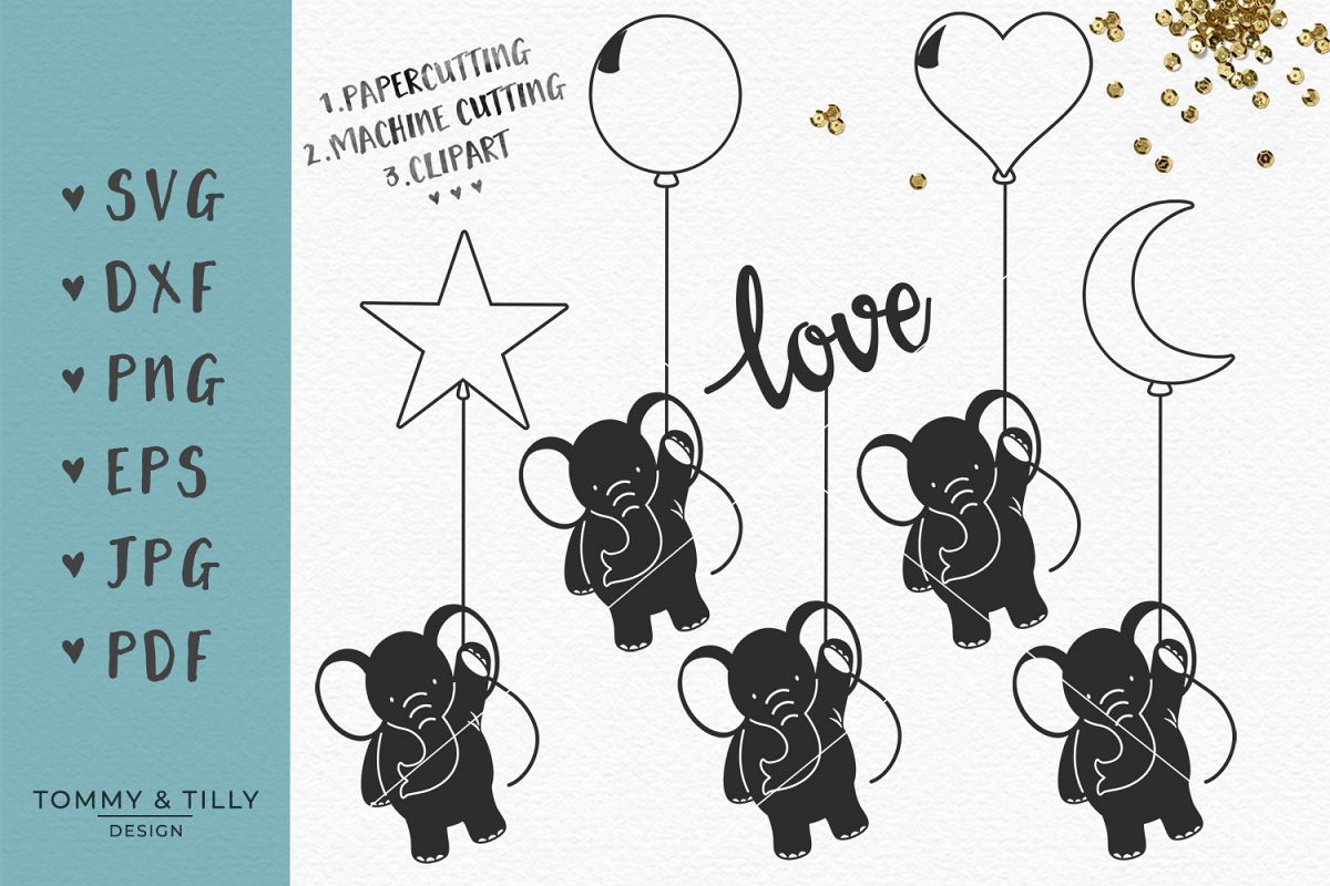 Download Balloon Elephants Bundle - SVG DXF PNG EPS JPG PDF Cut File