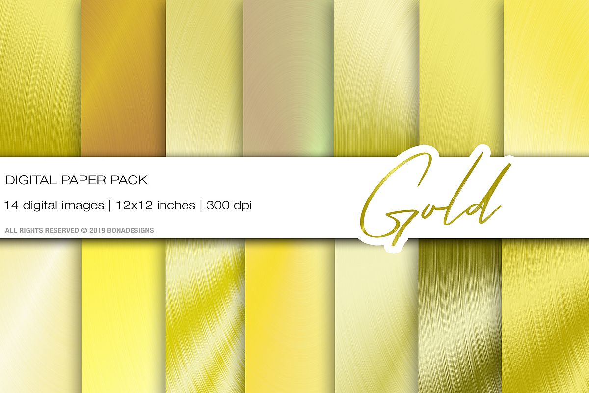 Gold Metallic Digital Papers, Gold Background, Gold Texture example image 1