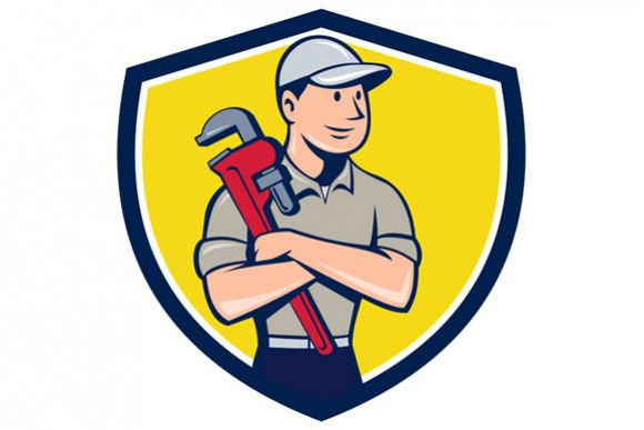 Plumber Arms Crossed Crest Cartoon example image 1
