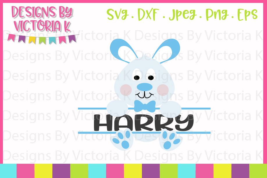 Easter Bunny, Boy Bunny Split Monogram, SVG, DXF, PNG example image 1