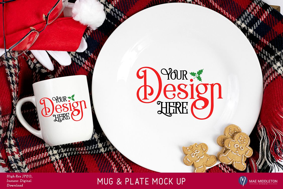 Christmas Mock Up - Santa Mug & Plate Mock Up example image 1