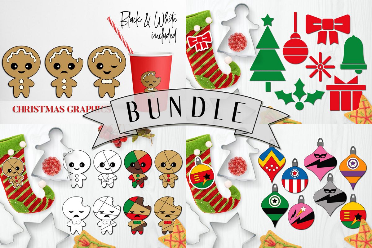 Bundle - Christmas ornaments and Gingerbread Graphics example image 1
