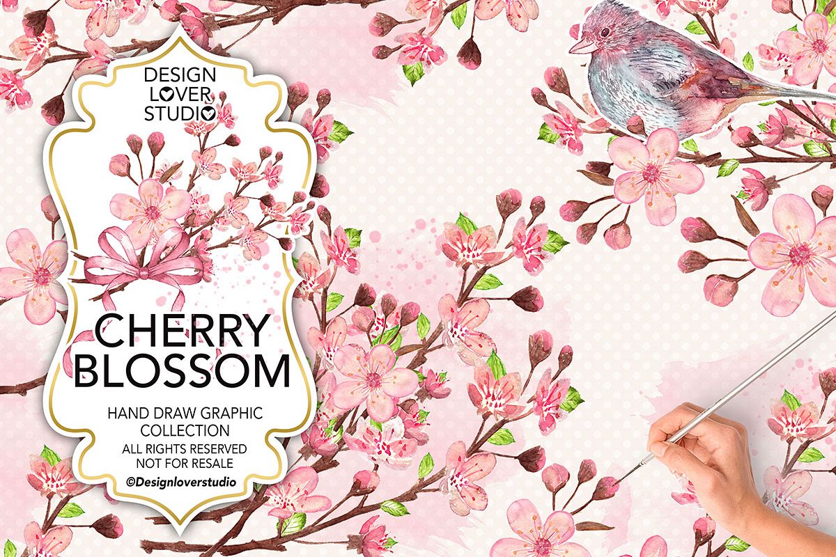Watercolor Cherry Blossom design example image 1