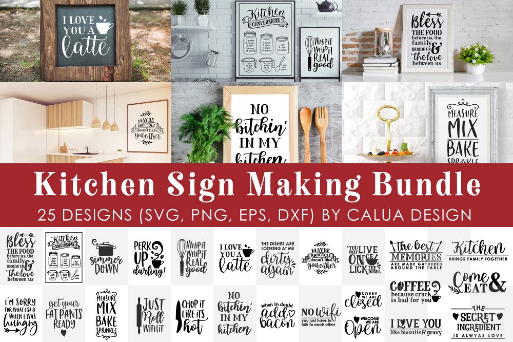 BIG Kitchen Sign Making Cut File Bundle example image 1