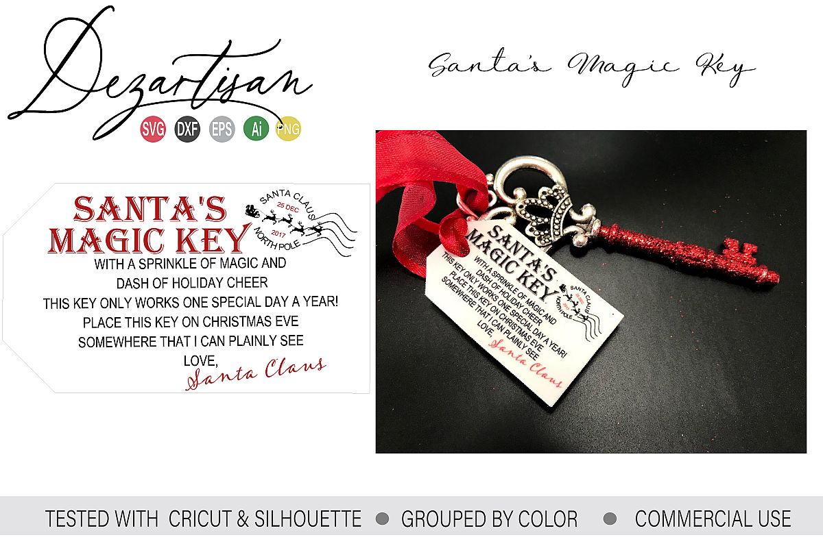 Santa's Magic Key SVG DXF PNG cut file example image 1