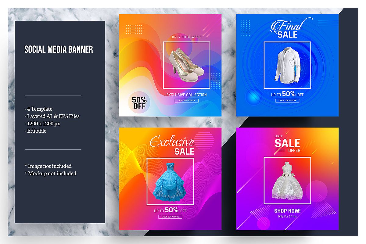 Colorful Social Media Banner Template example image 1
