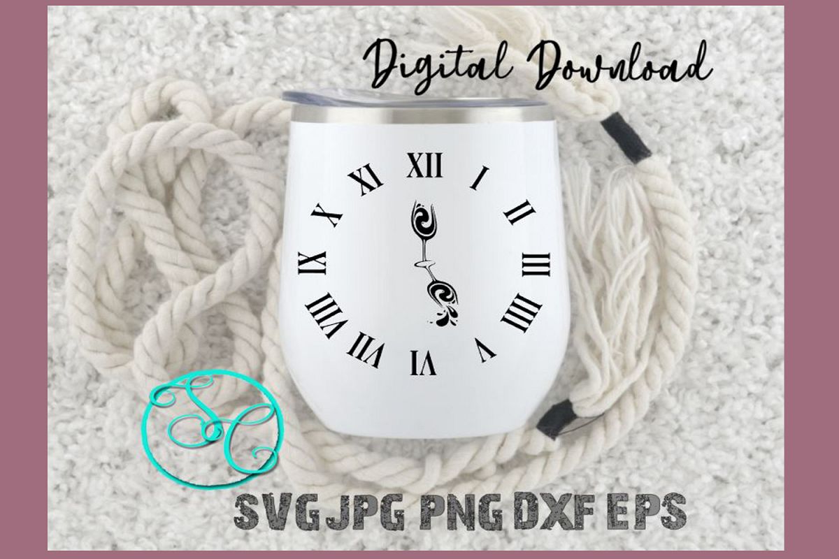 5 O'clock Wine Glass Saying SVG example image 1