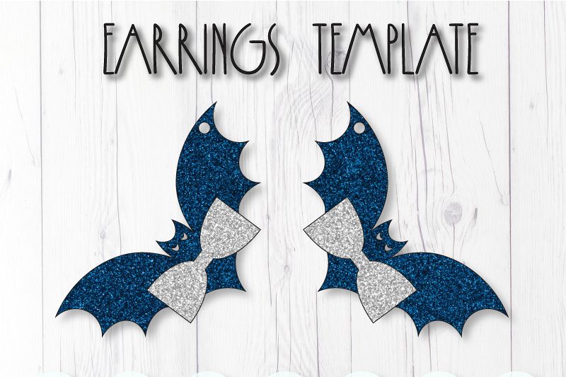 Bat earrings template SVG, DIY earrings template example image 1