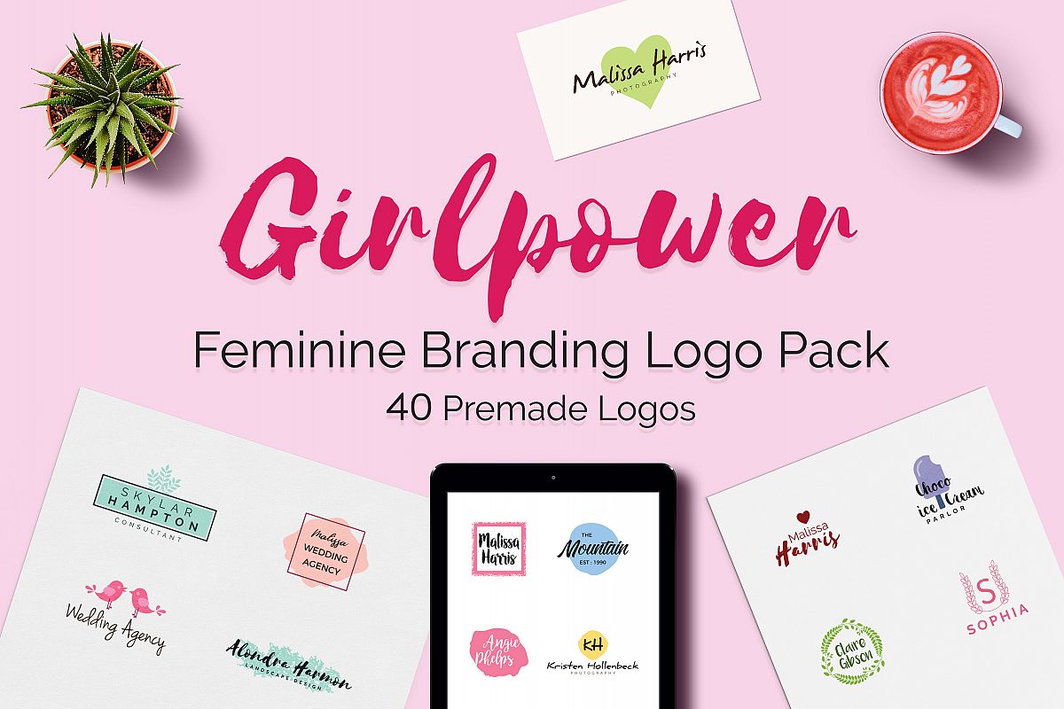 GIRLPOWER Feminine Branding Logo Pack example image 1