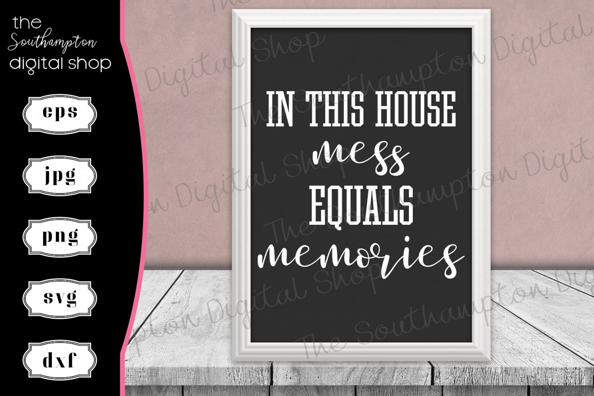 In This House Mess Equals Memories Quote example image 1