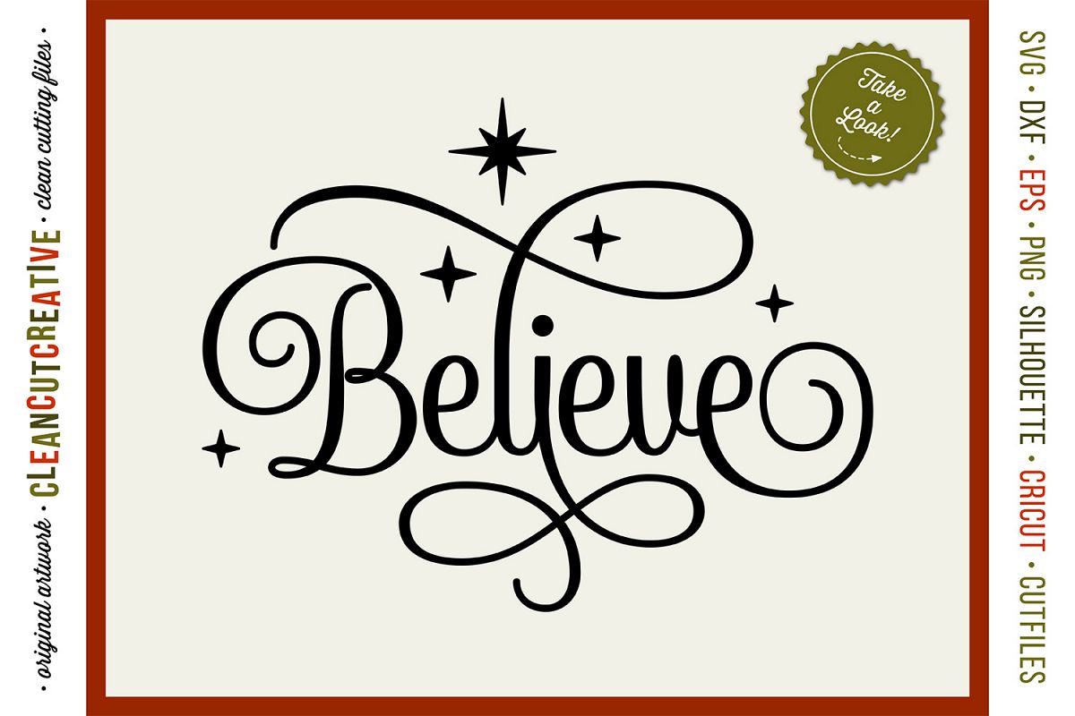 Download BELIEVE in the Magic - Christmas design in SVG DXF EPS PNG