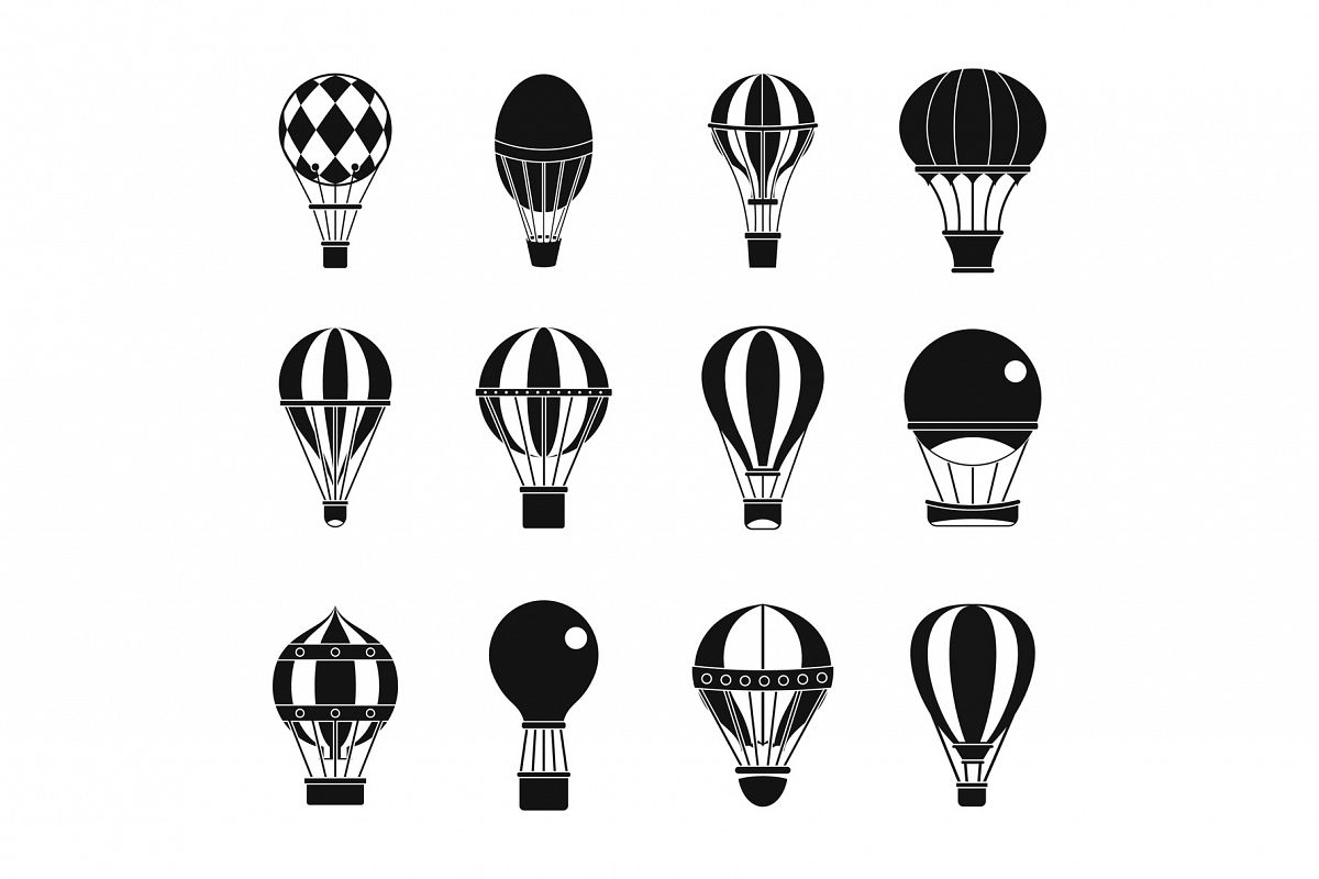 Air ballon icon set, simple style example image 1