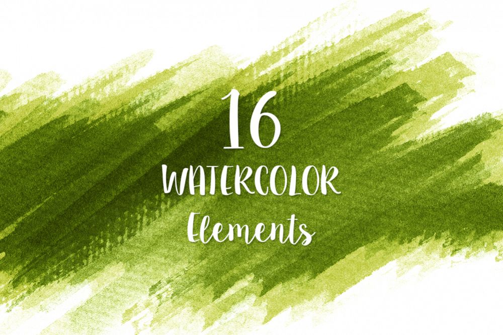 16 Green Watercolor Design Elements example image 1