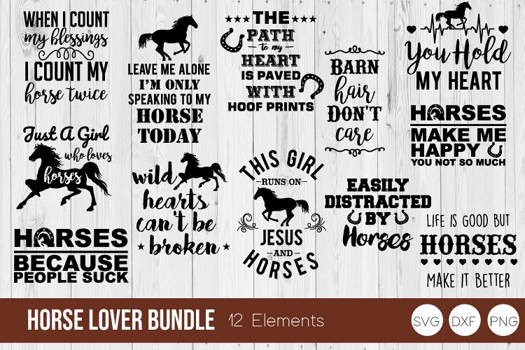 Horse Lover Bundle SVG, Horse SVG DXF, PNG Cut Files