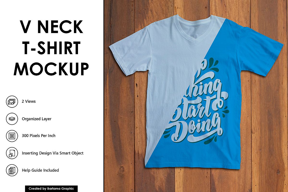 V Neck T-shirt Mockup example image 1