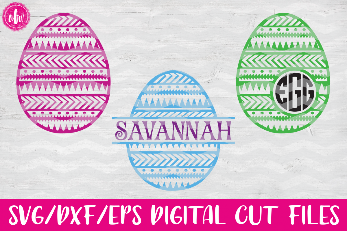 Aztec Pattern Easter Eggs Set - SVG, DXF, EPS Cut Files example image 1