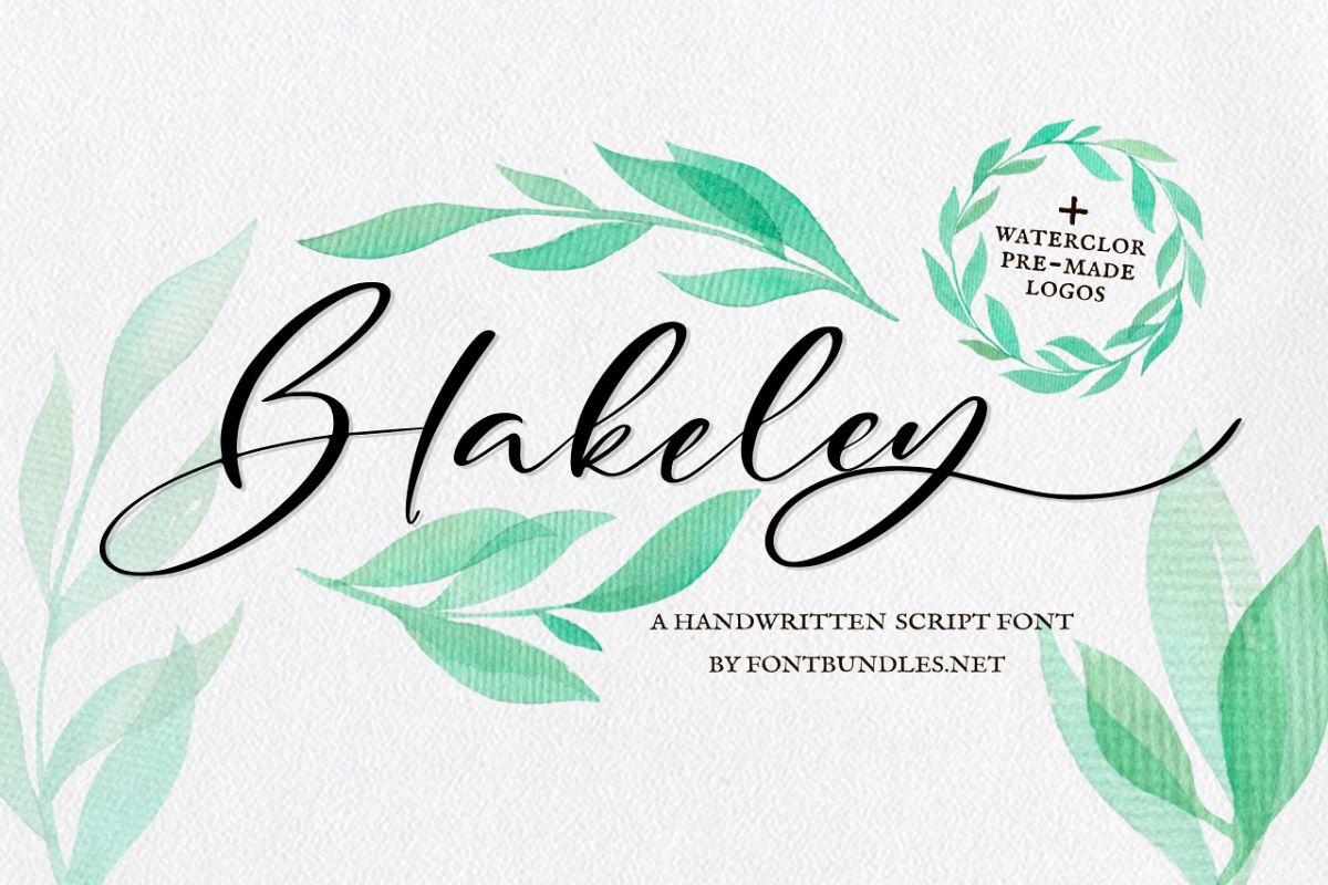 Blakeley Script Font & Watercolor Logos example image 1
