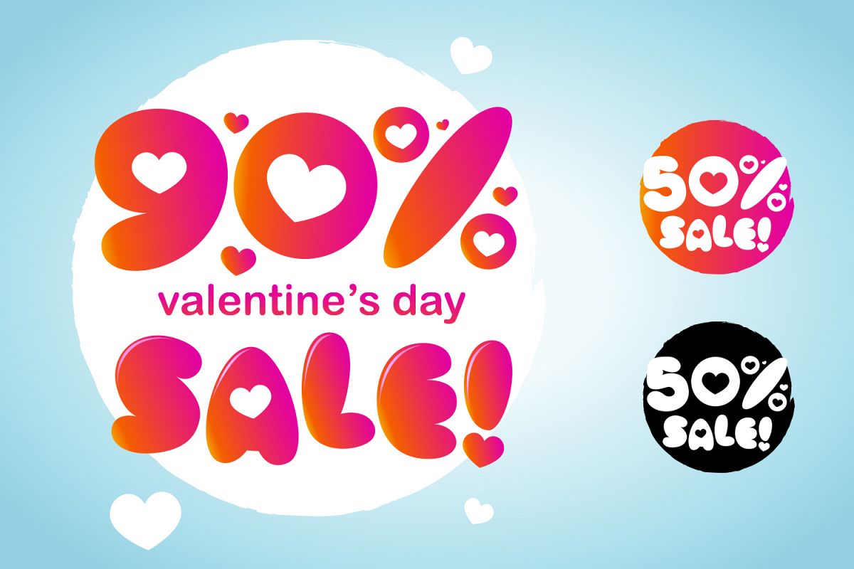 Valentine's Day Discount And Sale Number Design With Love Symbol example image 1