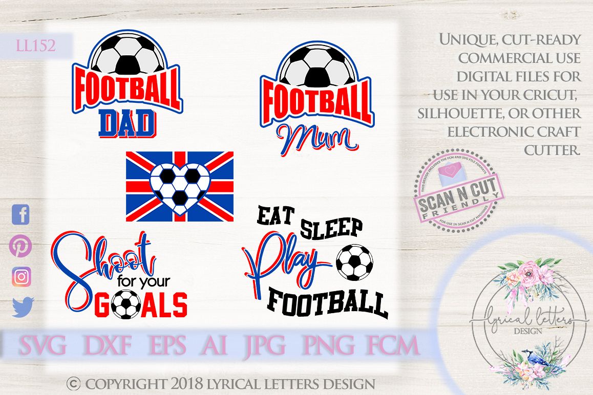 Download Uk British Football Bundle Of 5 Svg Dxf Cut Files Ll152 PSD Mockup Templates