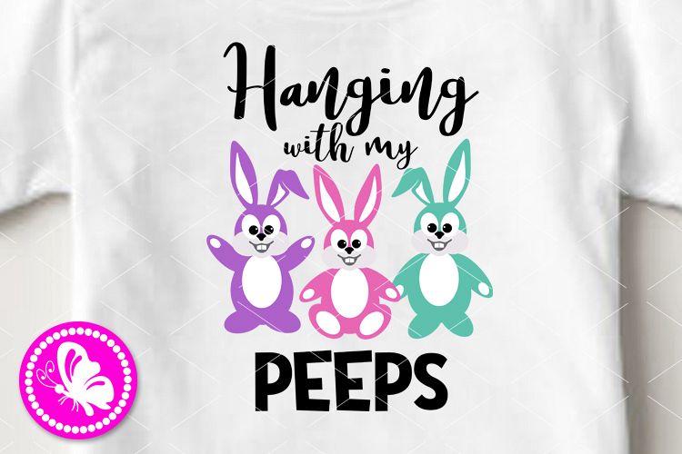 Hanging with my peeps png Bunnies clip art Happy Easter svg example image 1