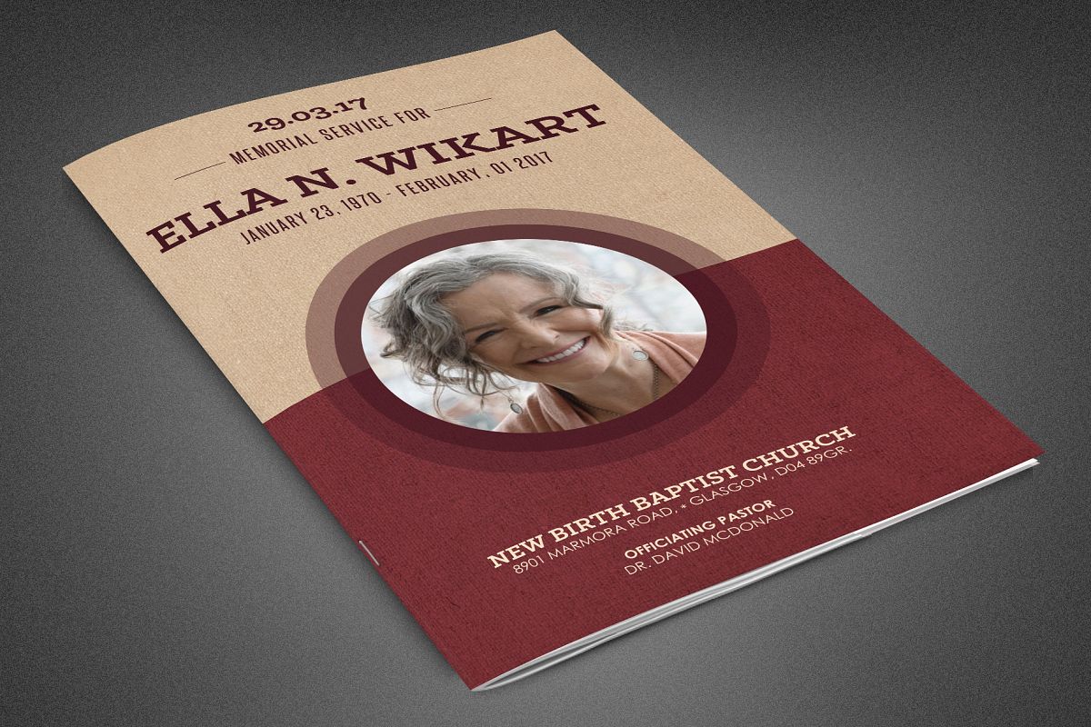 Cherished Funeral Program Template example image 1
