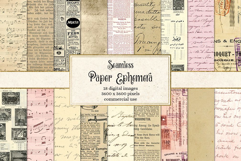 Seamless Paper Ephemera example image 1