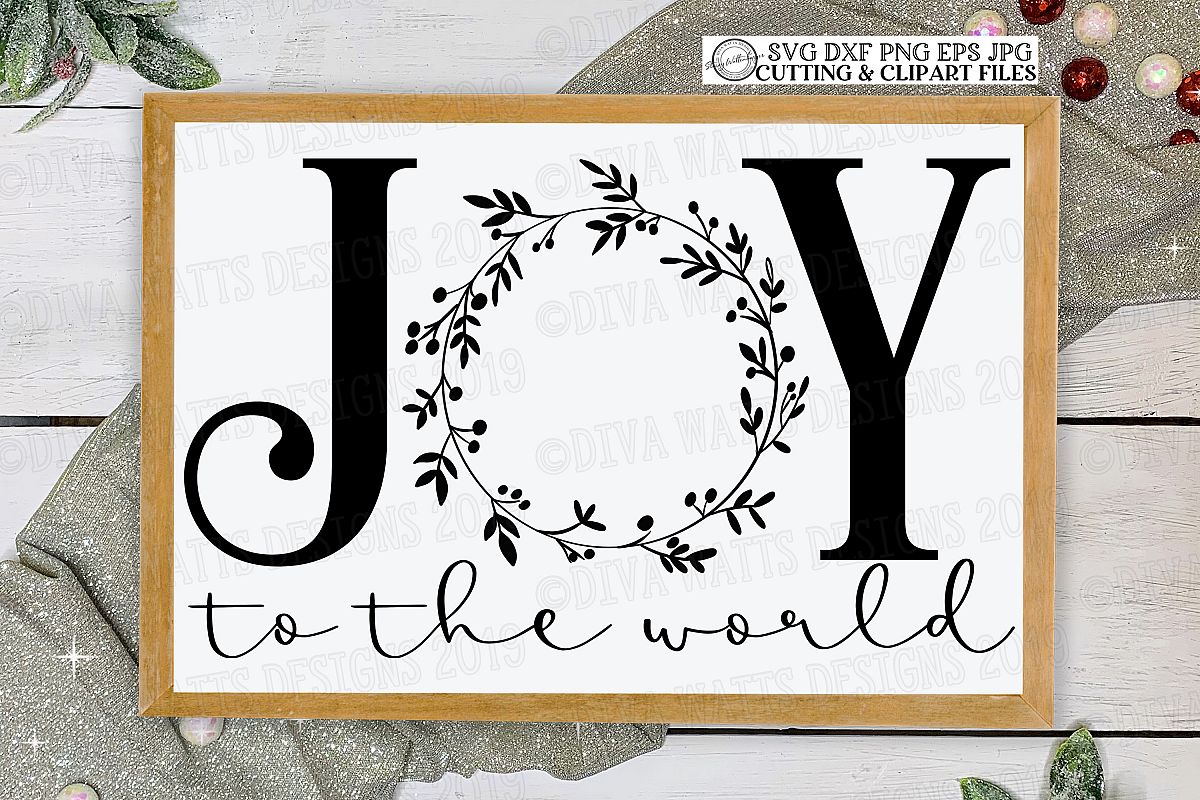 Joy To The World with Wreath Cutting File for Christmas example image 1