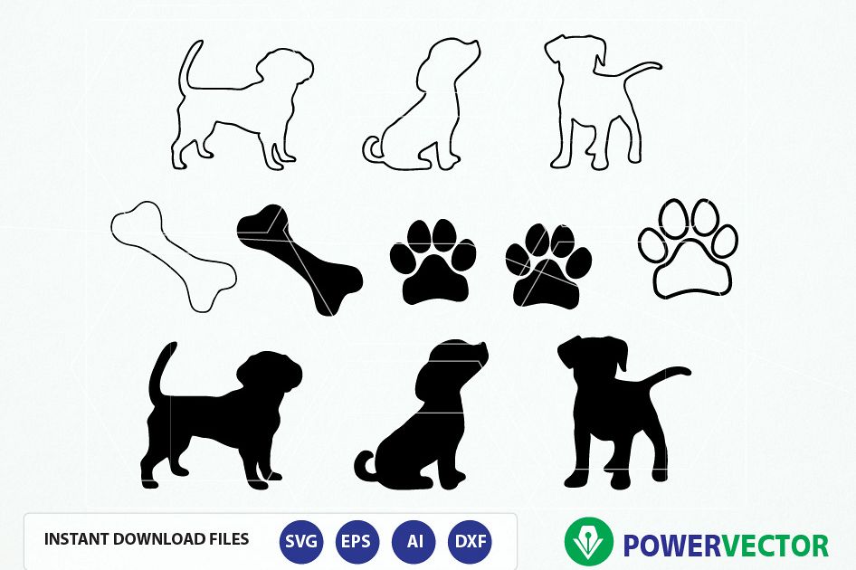 Download Dog Puppy SVG File. Dog Cut File. Dog Png. Dog Cricut. Dog Cameo File. Puppu, Bone, Paw Prints ...