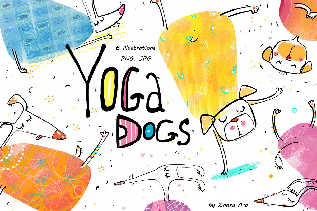 Yoga Dogs - 6 illustrations example image 1