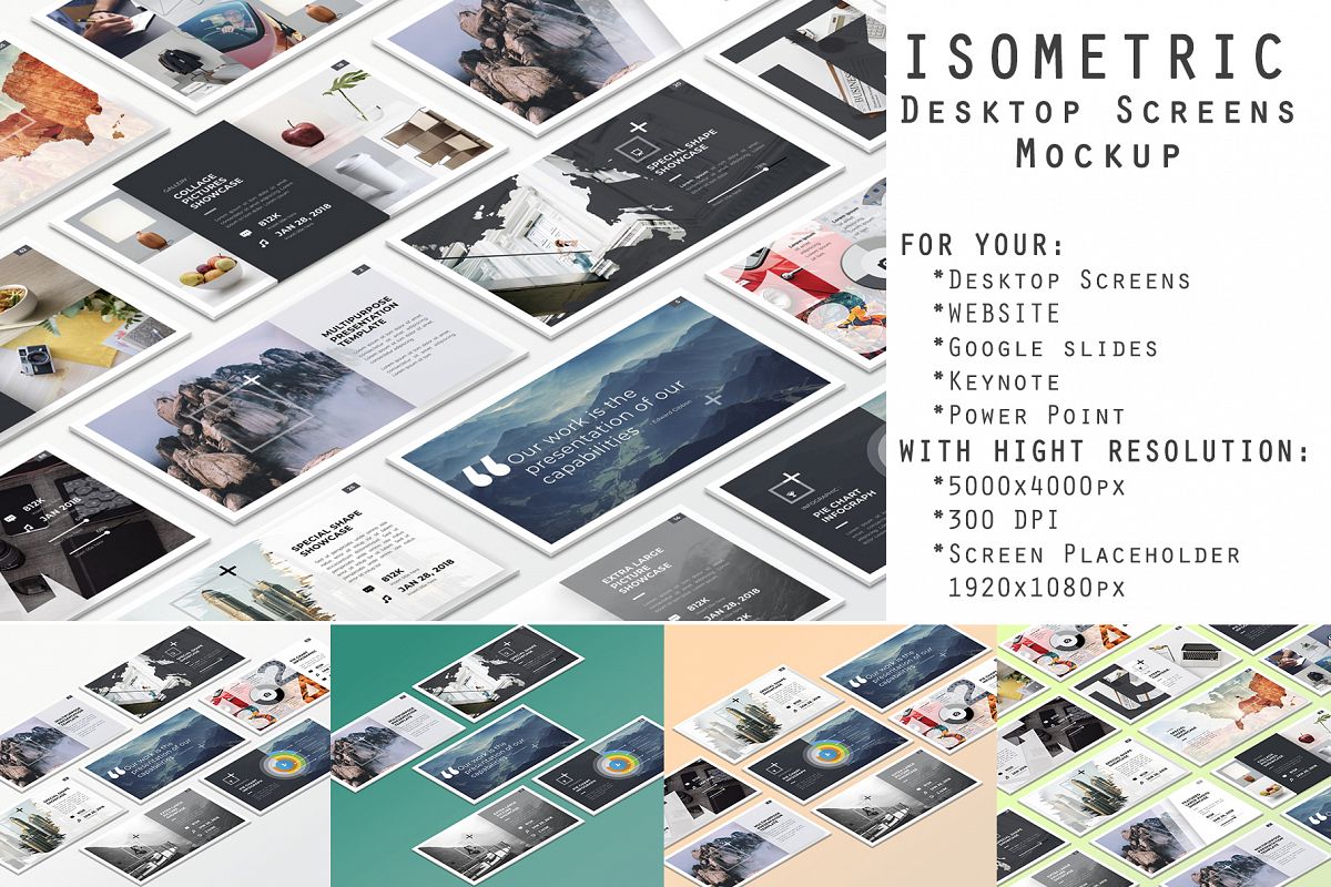 Isometric Desktop Screens Mockup V01 example image 1