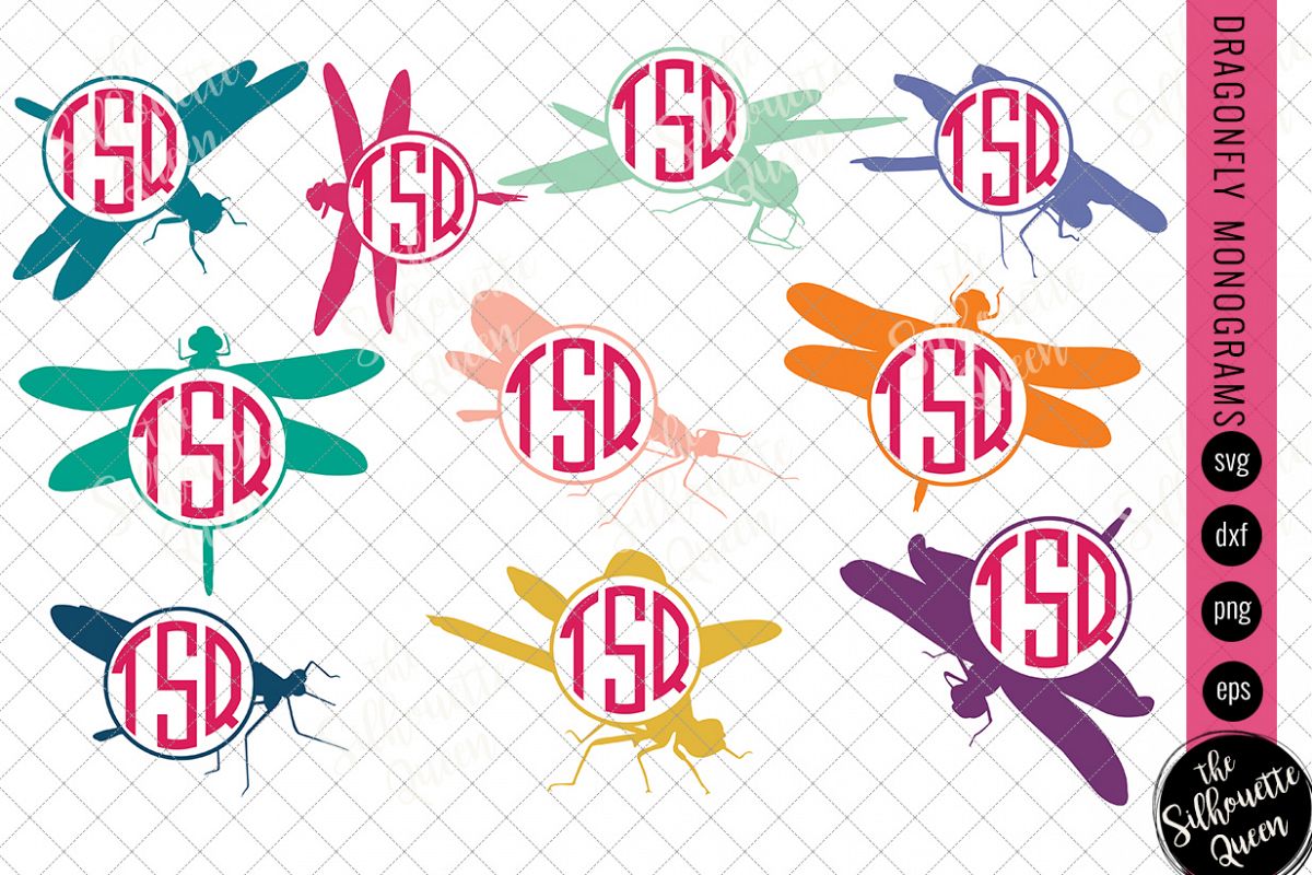 Dragonfly Svg, Monogram Svg, Circle Frames, Cuttable Design,