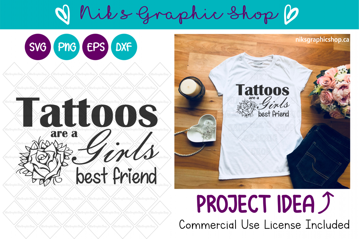 Tattoo Svg, Flower Svg, Tattoo Girls, Ink Svg, Tattoo Svg example image 1