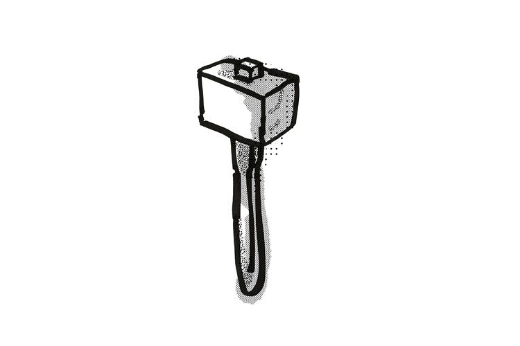 wooden mallet Woodworking Hand Tool Cartoon Retro Drawing example image 1
