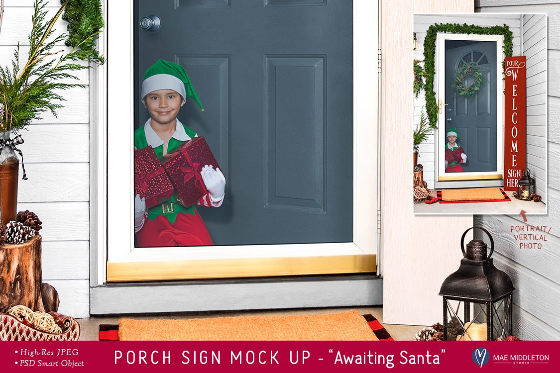 Porch Sign Christmas mock up -