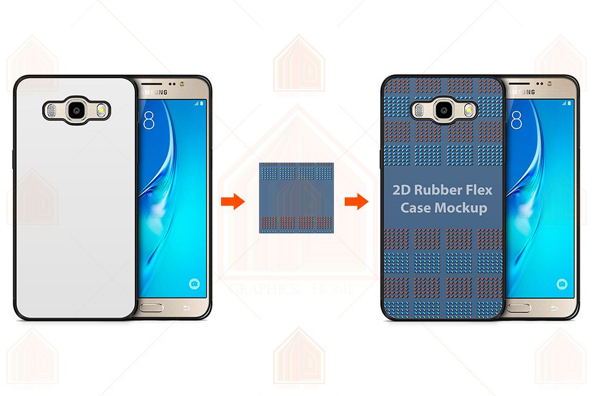 Galaxy J7 2016 2d RubberFlex Case Design Mockup Back-Front example image 1