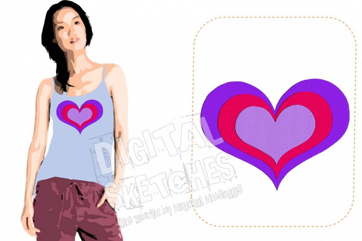 Heart Machine Embroidery Design 5 Sizes example image 1