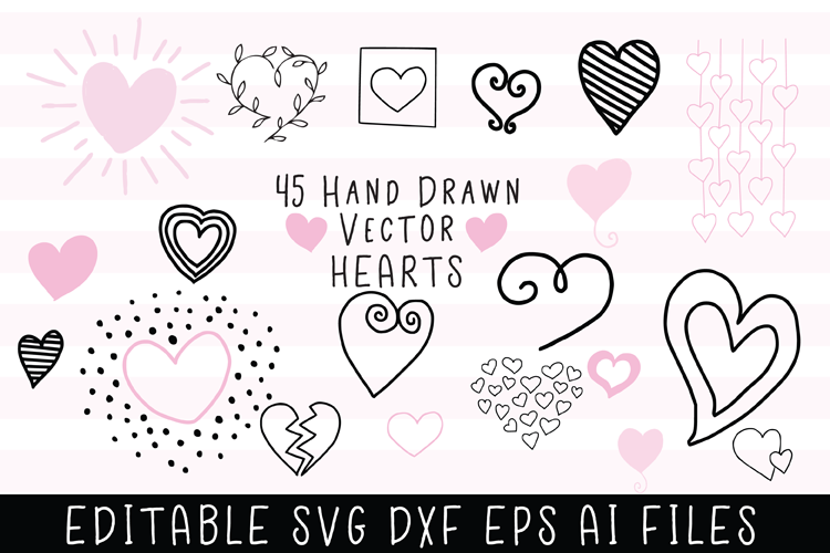 45 Hand Drawn Vector Hearts example image 1