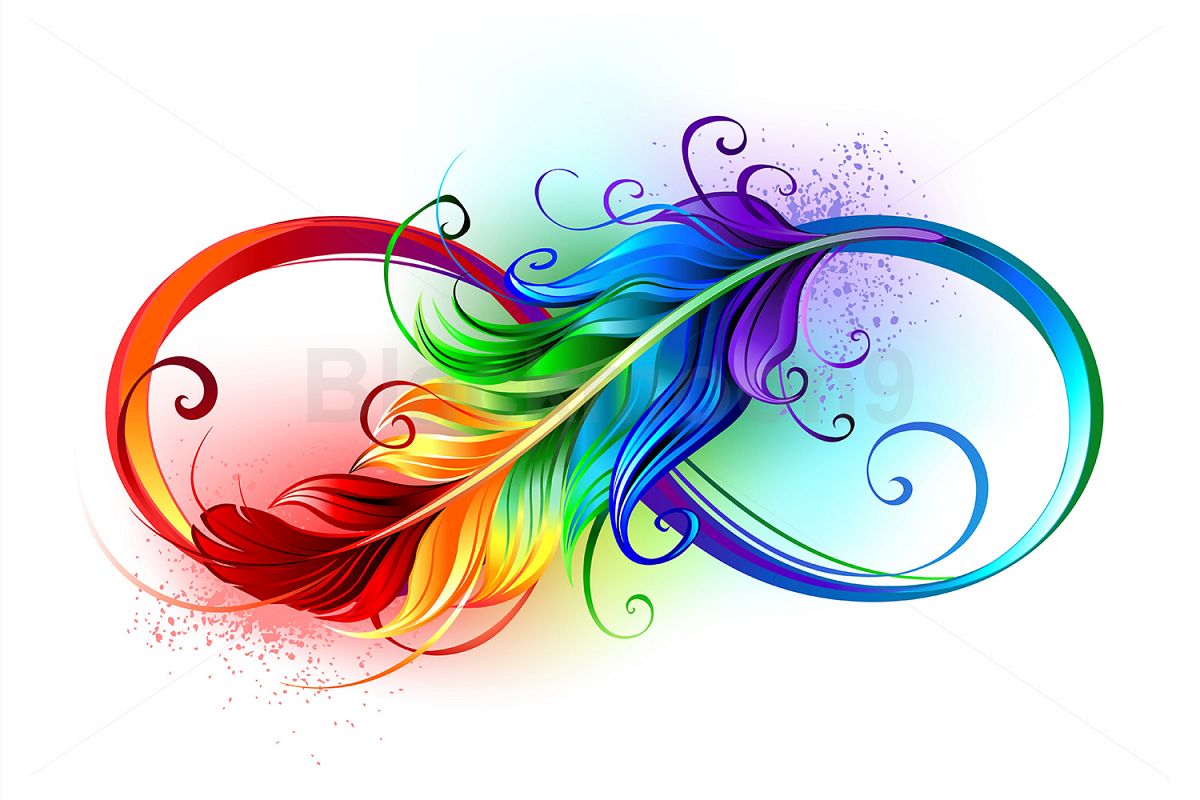 Infinity Symbol with Rainbow Feather example image 1