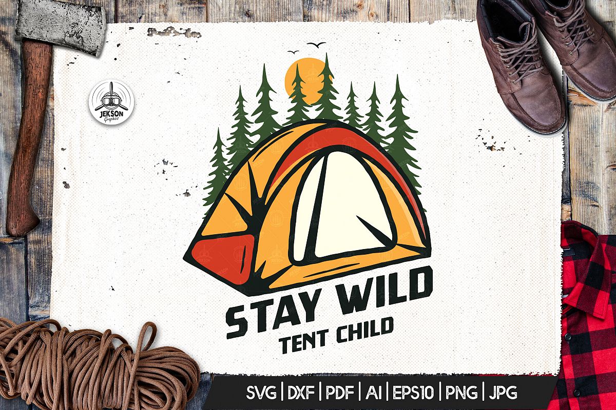 Camp Vector Patch - Hiking Adventure Retro Logo SVG Cut File example image 1